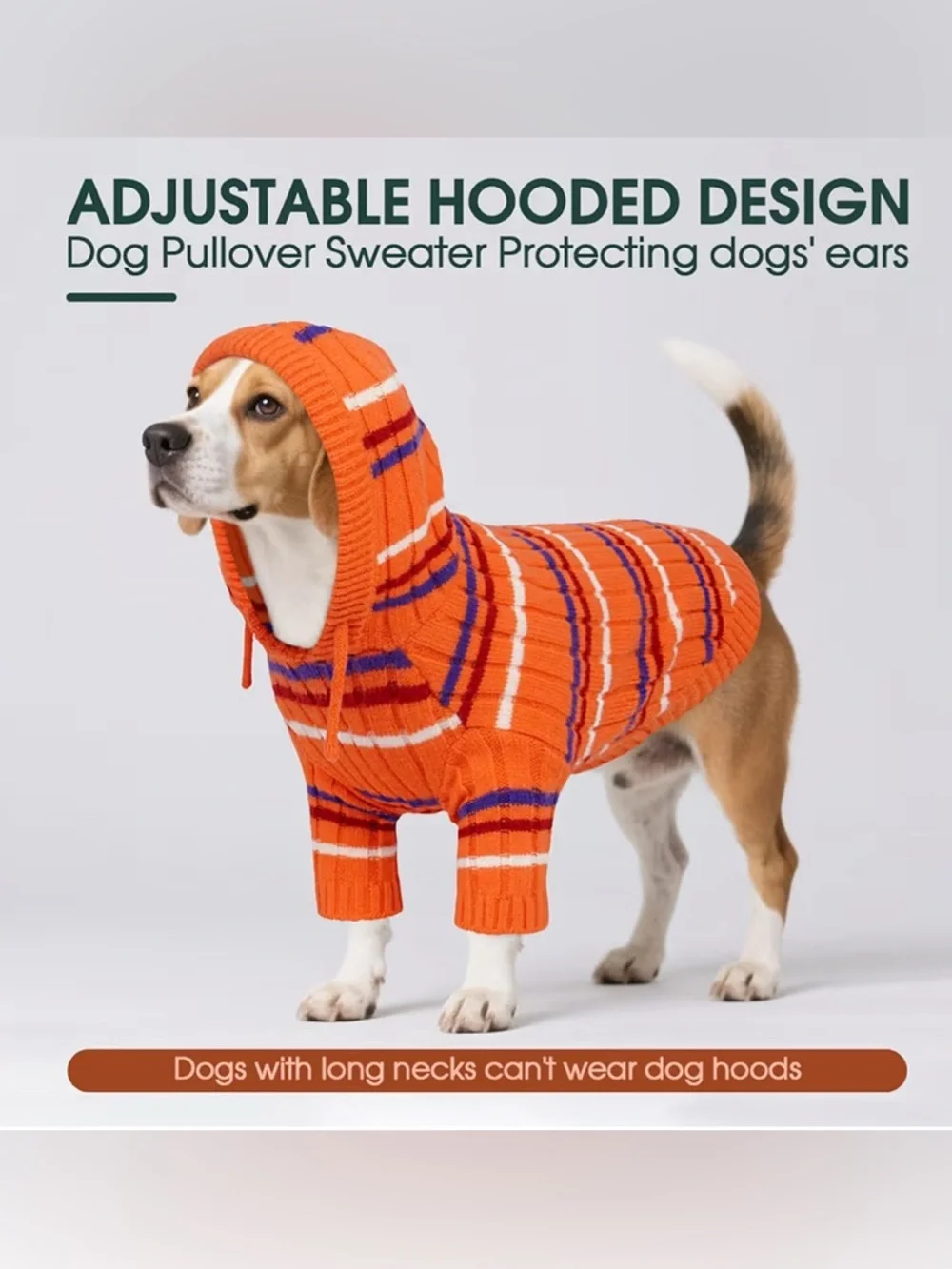 NWT-Small Fog Orange Striped Hoodie Sweater - Cozy Knit Pet Pullover